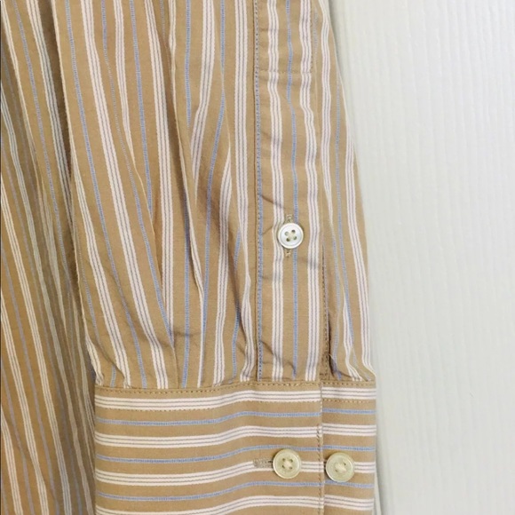 Calvin Klein Mens Button Down Tan/Blue 161/2 34/35 - Picture 5 of 6